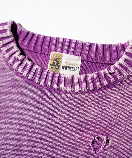 TOWNCRAFT（タウンクラフト）の「TOWNCRAFT / タウンクラフト COTTON DAMAGED CREW SWEATER コットン ダメージ クルーセーター（ニット/セーター・メンズ・ブルー/パープル/レッド/ブラック・MEDIUM/LARGE）」の6枚目の写真