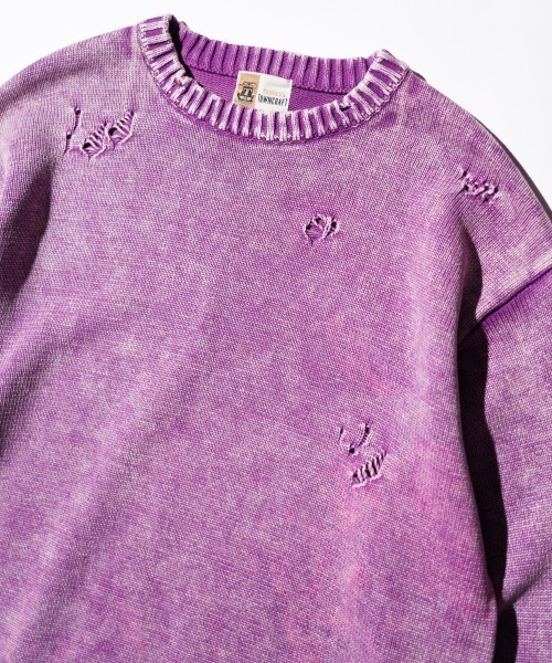 TOWNCRAFT（タウンクラフト）の「TOWNCRAFT / タウンクラフト COTTON DAMAGED CREW SWEATER コットン ダメージ クルーセーター（ニット/セーター・メンズ・ブルー/パープル/レッド/ブラック・MEDIUM/LARGE）」の7枚目の写真