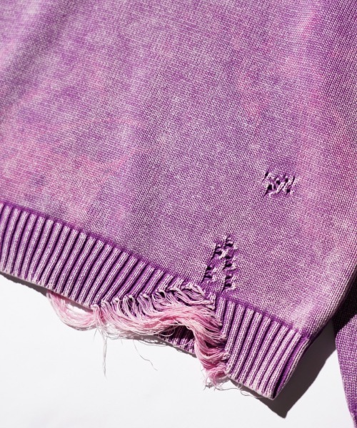 TOWNCRAFT（タウンクラフト）の「TOWNCRAFT / タウンクラフト COTTON DAMAGED CREW SWEATER コットン ダメージ クルーセーター（ニット/セーター・メンズ・ブルー/パープル/レッド/ブラック・MEDIUM/LARGE）」の8枚目の写真