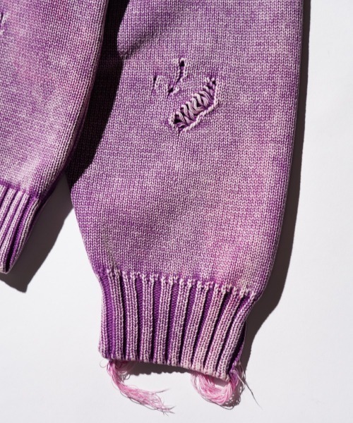 TOWNCRAFT（タウンクラフト）の「TOWNCRAFT / タウンクラフト COTTON DAMAGED CREW SWEATER コットン ダメージ クルーセーター（ニット/セーター・メンズ・ブルー/パープル/レッド/ブラック・MEDIUM/LARGE）」の9枚目の写真