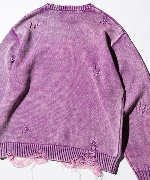 TOWNCRAFT（タウンクラフト）の「TOWNCRAFT / タウンクラフト COTTON DAMAGED CREW SWEATER コットン ダメージ クルーセーター（ニット/セーター・メンズ・ブルー/パープル/レッド/ブラック・MEDIUM/LARGE）」の11枚目の写真