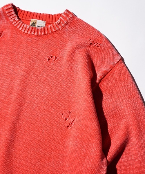 TOWNCRAFT（タウンクラフト）の「TOWNCRAFT / タウンクラフト COTTON DAMAGED CREW SWEATER コットン ダメージ クルーセーター（ニット/セーター・メンズ・ブルー/パープル/レッド/ブラック・MEDIUM/LARGE）」の14枚目の写真