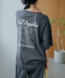 【I LOVE LA(アイラブエルエー)】マップデザイン バックプリントTシャツ