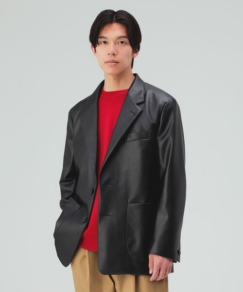 BEAMS HEART(ビームスハート)の「フェイクレザー ジャケット(テーラードジャケット・メンズ・グレー系その他/ブラック・X-LARGE/LARGE/MEDIUM/SMALL)」の1枚目の写真
