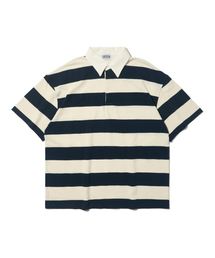 TAILOR STUDIO（テーラースタジオ）の「オックスフォードストライプポロスウェット半袖Tシャツ（ネイビー）（ポロシャツ）」