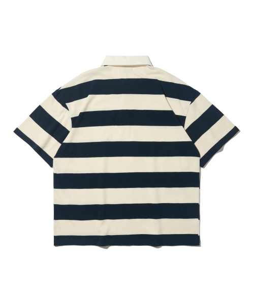 TAILOR STUDIO（テーラースタジオ）の「オックスフォードストライプポロスウェット半袖Tシャツ（ネイビー）（ポロシャツ・レディース・その他・FREE）」の2枚目の写真