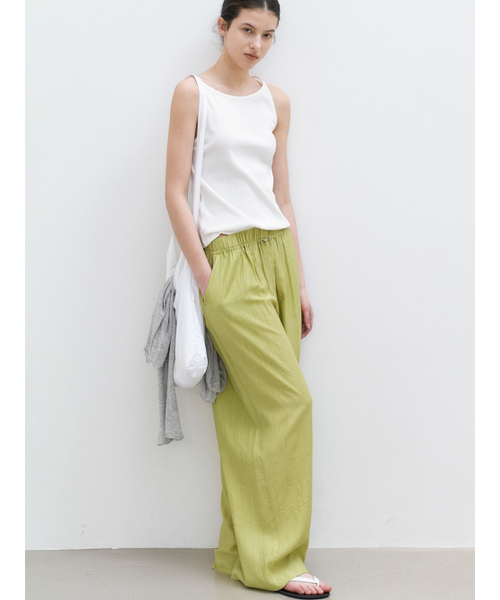 ATELIER NAIN（アトリエナイン）の「CREASE WAIST BANDING STRING PANTS (PT-5757)（その他パンツ・レディース・ブラック/ライトグリーン/チャコール・FREE）」の4枚目の写真