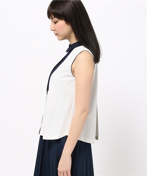 OUTLET(アウトレット)の「【'PalinkA】配色切替ノースリP/O(シャツ/ブラウス・レディース・ホワイト/ベージュ・38)」の4枚目の写真