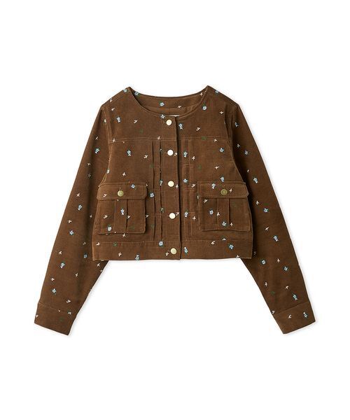 FURFUR(ファーファー)の「フラワー刺繍ノーカラージャケット(ノーカラージャケット・レディース・ブラック/キャメル/サックスブルー・F)」の8枚目の写真