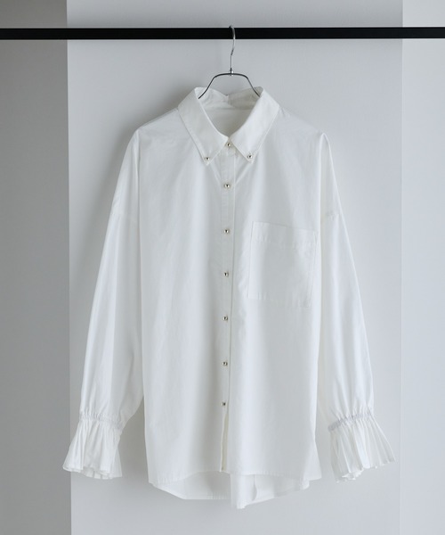 Sleeve Prints Jewelry Button Shirt — рубашка с принтованными рукавами и украшенными пуговицами
