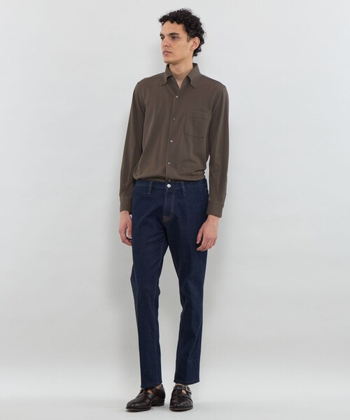 MACKINTOSH LONDON（マッキントッシュ ロンドン）の「【FLEX JERSEY】交編鹿の子ジャージー ワンピースカラーシャツ（シャツ/ブラウス・メンズ・ダークブラウン/ホワイト/ダークネイビー/グレー系その他・XL/L/M/S）」の10枚目の写真