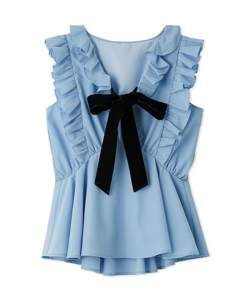 SNIDEL(スナイデル)の「【WEB限定カラーあり】フリルボウタイノースリブラウス(シャツ/ブラウス・レディース・ホワイト/ブルー/チェック/ピンク・F)」の21枚目の写真