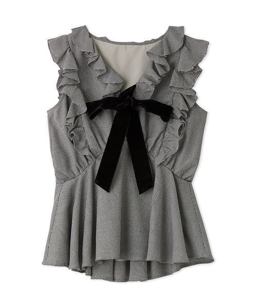 SNIDEL(スナイデル)の「【WEB限定カラーあり】フリルボウタイノースリブラウス(シャツ/ブラウス・レディース・ホワイト/ブルー/チェック/ピンク・F)」の22枚目の写真