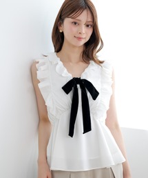 SNIDEL | 【WEB限定カラーあり】フリルボウタイノースリブラウス(シャツ/ブラウス)