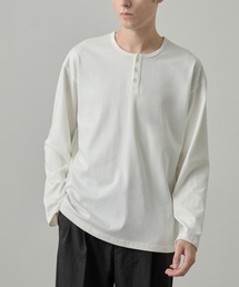 【EASENCE】<COMFORT EDITシリーズ>プレミアムコットン コーマ天竺 ボックスシルエット フィット ヘンリーネック長袖カットソー / UVカット