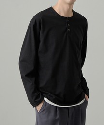 【EASENCE】<COMFORT EDITシリーズ>プレミアムコットン コーマ天竺 ボックスシルエット フィット ヘンリーネック長袖カットソー / UVカット