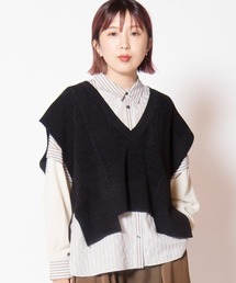 サイドオープンニットプルオーバ-