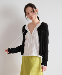 Layered frill cardigan (BLACK)