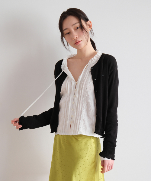 Layered frill cardigan (BLACK)（カーディガン/ボレロ）｜MOUI