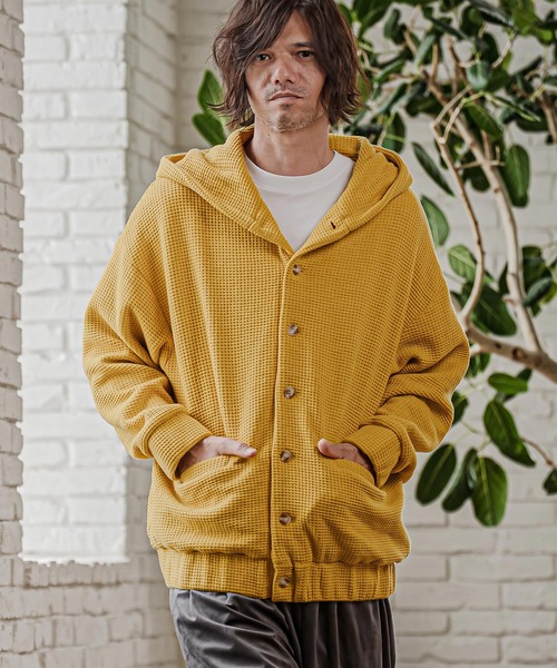 CAMBIO（カンビオ）の「mpa4204- Big Waffle Button Hoodie パーカー(CAM26AW-016)（パーカー・メンズ・ブラック/ネイビー/イエロー・S/M/L）」の3枚目の写真