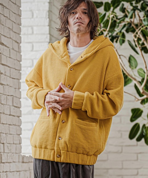 CAMBIO（カンビオ）の「mpa4204- Big Waffle Button Hoodie パーカー(CAM26AW-016)（パーカー・メンズ・ブラック/ネイビー/イエロー・S/M/L）」の5枚目の写真