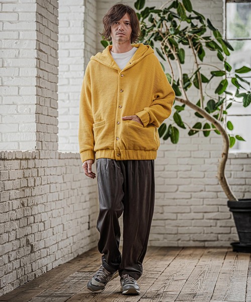 CAMBIO（カンビオ）の「mpa4204- Big Waffle Button Hoodie パーカー(CAM26AW-016)（パーカー・メンズ・ブラック/ネイビー/イエロー・S/M/L）」の7枚目の写真