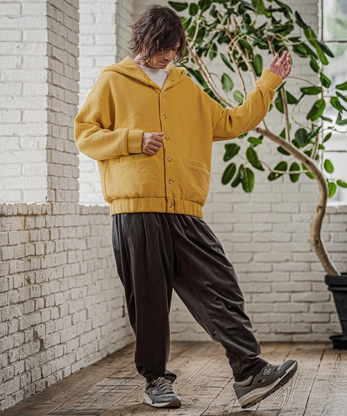 CAMBIO（カンビオ）の「mpa4204- Big Waffle Button Hoodie パーカー(CAM26AW-016)（パーカー・メンズ・ブラック/ネイビー/イエロー・S/M/L）」の9枚目の写真