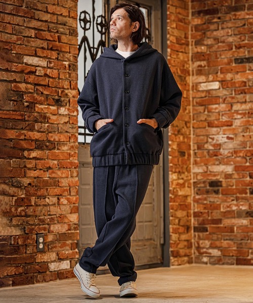 CAMBIO（カンビオ）の「mpa4204- Big Waffle Button Hoodie パーカー(CAM26AW-016)（パーカー・メンズ・ブラック/ネイビー/イエロー・S/M/L）」の12枚目の写真