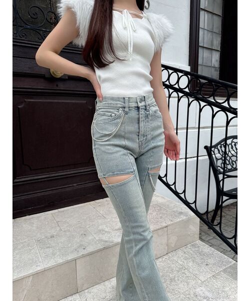 RESEXXY(リゼクシー)の「カットアウトルミエールパールデニム(デニムパンツ・レディース・ライトブルー・X-SMALL/SMALL/MEDIUM)」の6枚目の写真