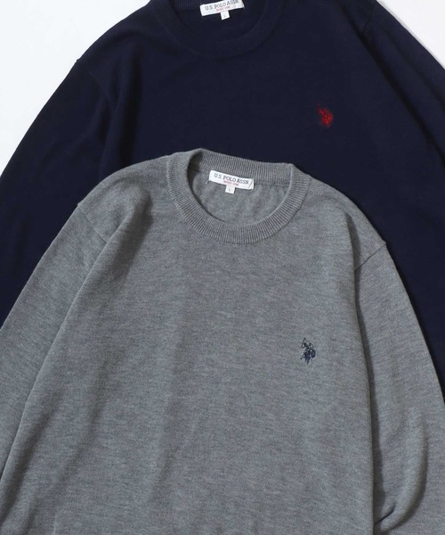 U.S. POLO ASSN.(ユーエスポロアッスン)の「U.S. POLO ASSN./ユーエスポロアッスン ウール混 ハイゲージニット ロゴ ワンポイント刺繍 クルーネック セーター/レディース メンズ(ニット/セーター・メンズ・ブラック/ネイビー/グレー/アイボリー/モカ・LL/M/L)」の4枚目の写真