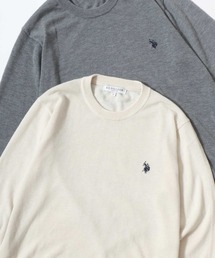 U.S. POLO ASSN./ユーエスポロアッスン ウール混 ハイゲージニット ロゴ ワンポイント刺繍 クルーネック セーター/レディース メンズ