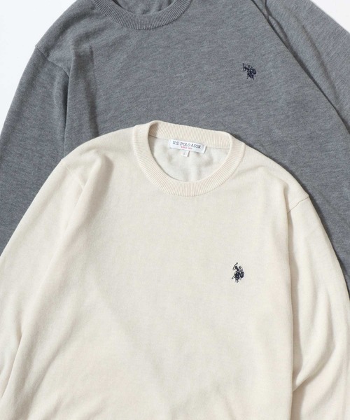 U.S. POLO ASSN.(ユーエスポロアッスン)の「U.S. POLO ASSN./ユーエスポロアッスン ウール混 ハイゲージニット ロゴ ワンポイント刺繍 クルーネック セーター/レディース メンズ(ニット/セーター・メンズ・ブラック/ネイビー/グレー/アイボリー/モカ・LL/M/L)」の2枚目の写真