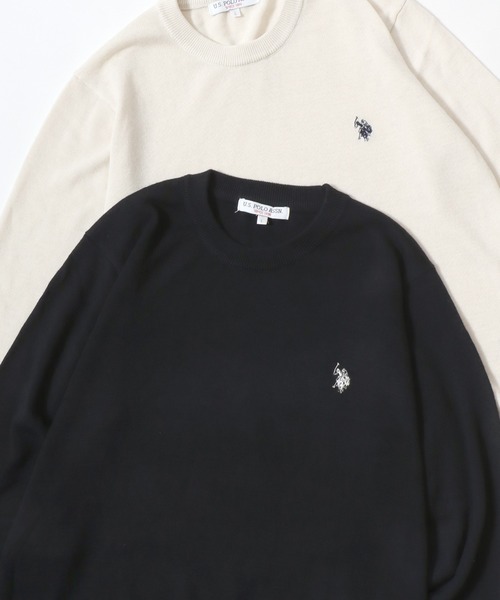 U.S. POLO ASSN.(ユーエスポロアッスン)の「U.S. POLO ASSN./ユーエスポロアッスン ウール混 ハイゲージニット ロゴ ワンポイント刺繍 クルーネック セーター/レディース メンズ(ニット/セーター・メンズ・ブラック/ネイビー/グレー/アイボリー/モカ・LL/M/L)」の3枚目の写真
