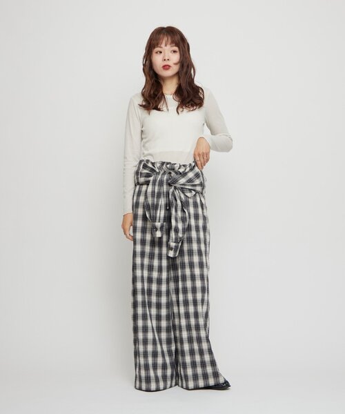 WILLOW(ウィロー)の「【willow】オンブレチェックオールインワン(サロペット/オーバーオール・レディース・ネイビー/アイボリー・ONE SIZE)」の7枚目の写真
