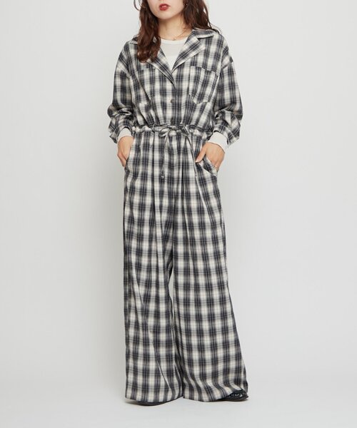 WILLOW(ウィロー)の「【willow】オンブレチェックオールインワン(サロペット/オーバーオール・レディース・ネイビー/アイボリー・ONE SIZE)」の22枚目の写真