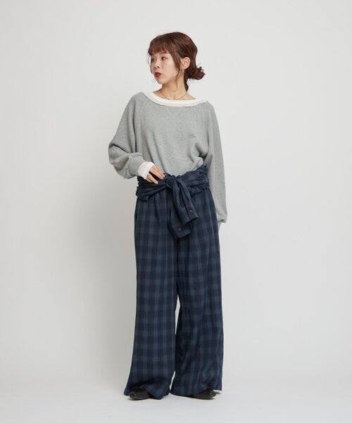 WILLOW(ウィロー)の「【willow】オンブレチェックオールインワン(サロペット/オーバーオール・レディース・ネイビー/アイボリー・ONE SIZE)」の11枚目の写真