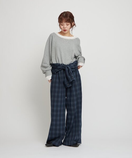 WILLOW(ウィロー)の「【willow】オンブレチェックオールインワン(サロペット/オーバーオール・レディース・ネイビー/アイボリー・ONE SIZE)」の12枚目の写真