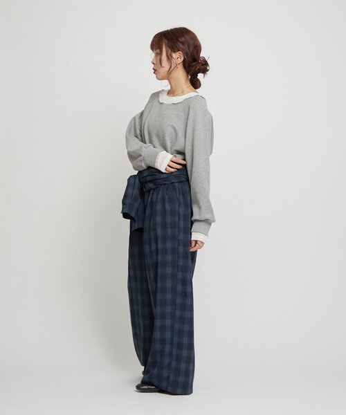 WILLOW(ウィロー)の「【willow】オンブレチェックオールインワン(サロペット/オーバーオール・レディース・ネイビー/アイボリー・ONE SIZE)」の13枚目の写真