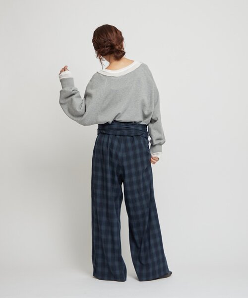 WILLOW(ウィロー)の「【willow】オンブレチェックオールインワン(サロペット/オーバーオール・レディース・ネイビー/アイボリー・ONE SIZE)」の14枚目の写真