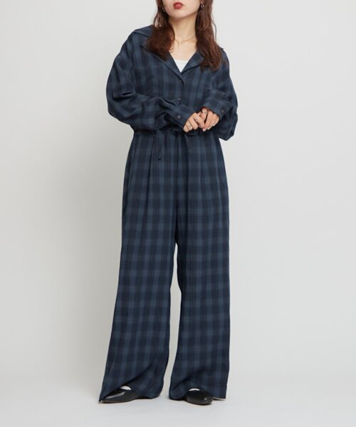 WILLOW(ウィロー)の「【willow】オンブレチェックオールインワン(サロペット/オーバーオール・レディース・ネイビー/アイボリー・ONE SIZE)」の18枚目の写真