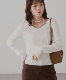 【WEB限定】チョーカー付きリブプルオーバー