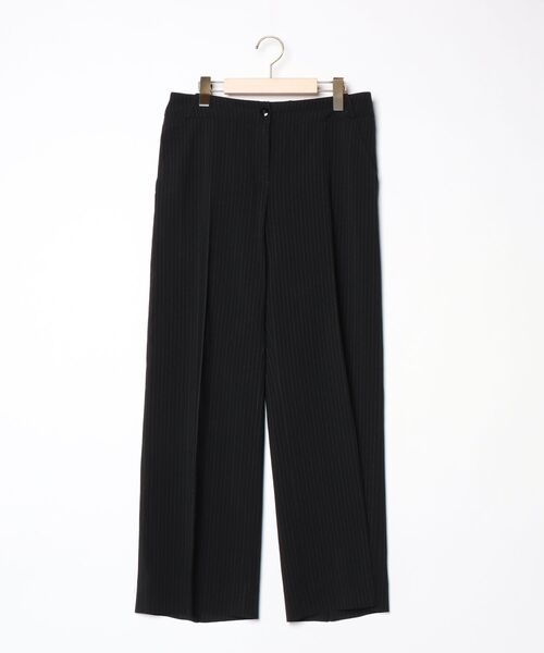ARMANI COLLEZIONI ワイドストレートスラックス　ブラック ブランド古着】ストライプ柄スラックス（スラックス）｜ARMANI