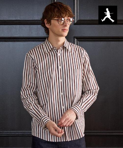 TAKEO KIKUCHI(タケオキクチ)の「【BOWLER HAT LABEL】日本製オルタネートストライプシャツ(シャツ/ブラウス・メンズ・ホワイト系3/ネイビー系2・04/03/02)」の1枚目の写真