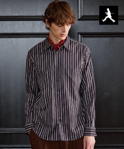 TAKEO KIKUCHI(タケオキクチ)の「【BOWLER HAT LABEL】日本製オルタネートストライプシャツ(シャツ/ブラウス・メンズ・ホワイト系3/ネイビー系2・04/03/02)」の2枚目の写真