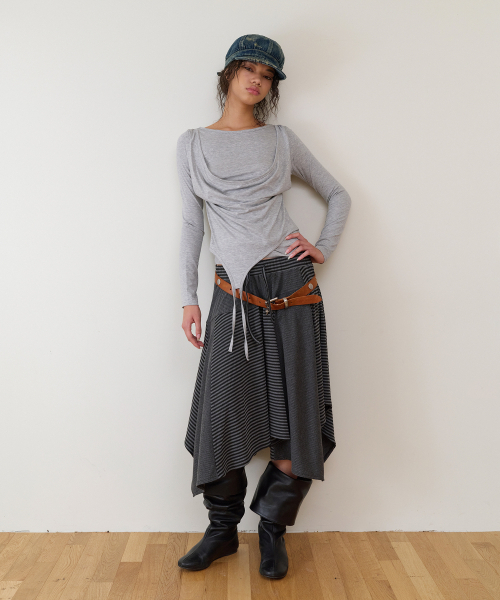 THEVINYLHOUSE(ザバイニルハウス)の「DRAPED LAYERED LS TEE(W) GREY(Tシャツ/カットソー・レディース・その他・FREE)」の6枚目の写真