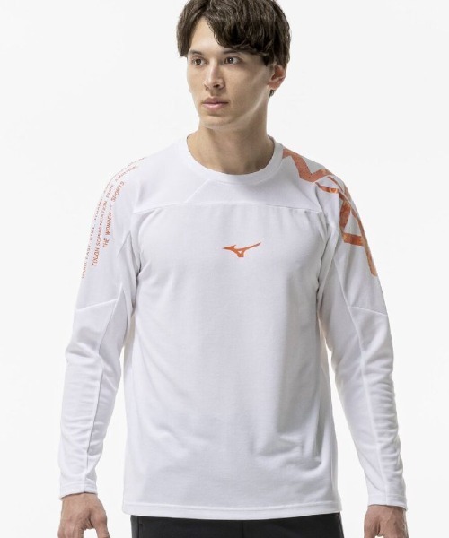 MIZUNO(ミズノ )の「ミズノ MIZUNO N-XT 長袖Tシャツ(Tシャツ/カットソー・メンズ・ホワイト/オレンジ/ブラック/ネイビー・LL/M/L)」の2枚目の写真