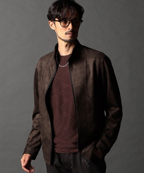NICOLE CLUB FOR MEN(ニコルクラブフォーメン)の「ポンチスウェードスタンドブルゾン(その他アウター・メンズ・ブラック/ダークブラウン/ライトグレー・L/XL/M)」の1枚目の写真
