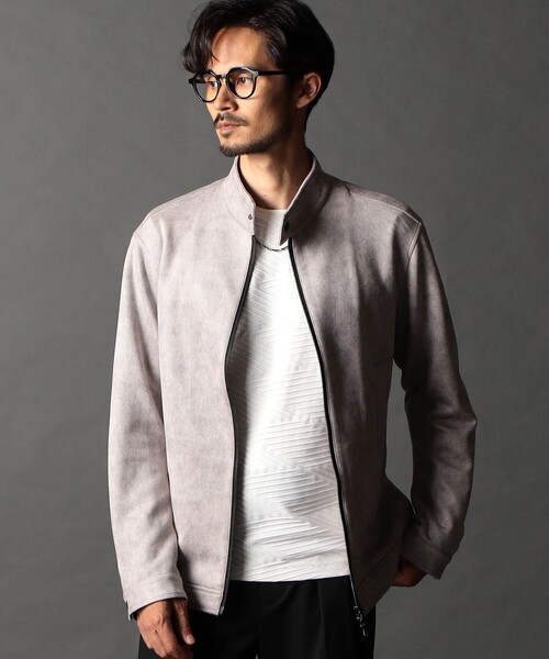 NICOLE CLUB FOR MEN(ニコルクラブフォーメン)の「ポンチスウェードスタンドブルゾン(その他アウター・メンズ・ブラック/ダークブラウン/ライトグレー・L/XL/M)」の3枚目の写真