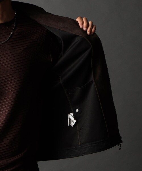 NICOLE CLUB FOR MEN(ニコルクラブフォーメン)の「ポンチスウェードスタンドブルゾン(その他アウター・メンズ・ブラック/ダークブラウン/ライトグレー・L/XL/M)」の16枚目の写真
