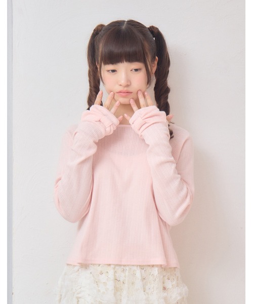 Lolime by mellfy memory(ロリミー バイ メルフィーメモリー)の「shoulder button eyelet top(Tシャツ/カットソー・レディース・グレー/ピンク・LL/M)」の2枚目の写真